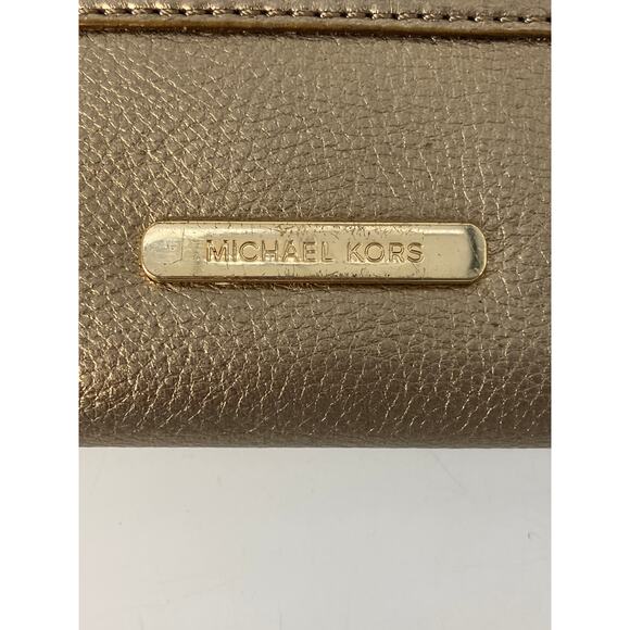 MICHAEL KORS GOLD METALIC PEBBLED LEATHER WOMENS WALLET - Picture 2 of 10